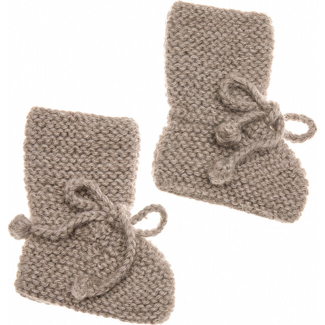 Knitted Booties, Taupe