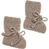 Knitted Booties, Taupe - Booties - 1 - thumbnail