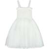 Angel Smocked & Embroidered Tulle Girls Occasion Dress, White - Dresses - 1 - thumbnail