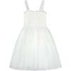 Angel Smocked & Embroidered Tulle Girls Occasion Dress, White - Dresses - 3 - thumbnail