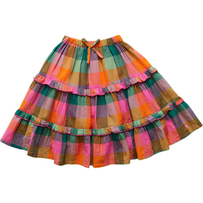 Lynn Ruffle Skirt, Multi Squares