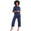 Women's Organic Cotton Pajama Set, Navy Pindot - Pajamas - 1 - thumbnail