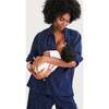 Women's Organic Cotton Pajama Set, Navy Pindot - Pajamas - 3