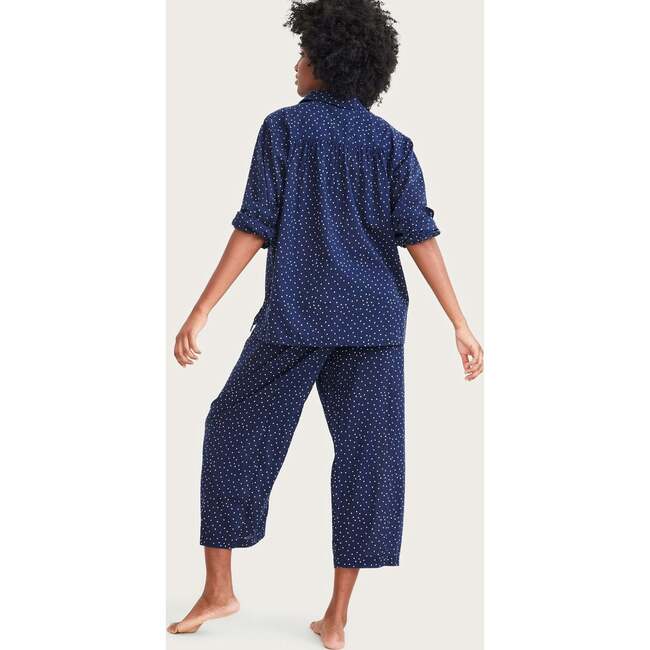 Women's Organic Cotton Pajama Set, Navy Pindot - Pajamas - 4