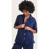 Women's Organic Cotton Pajama Set, Navy Pindot - Pajamas - 5 - thumbnail