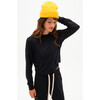 Women's Warm Up Crop Fleece Sweatshirt, Black - Sweatshirts - 2