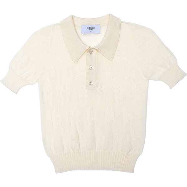 Seamless Knit Polo Shirt White, White Paade Mode Tops