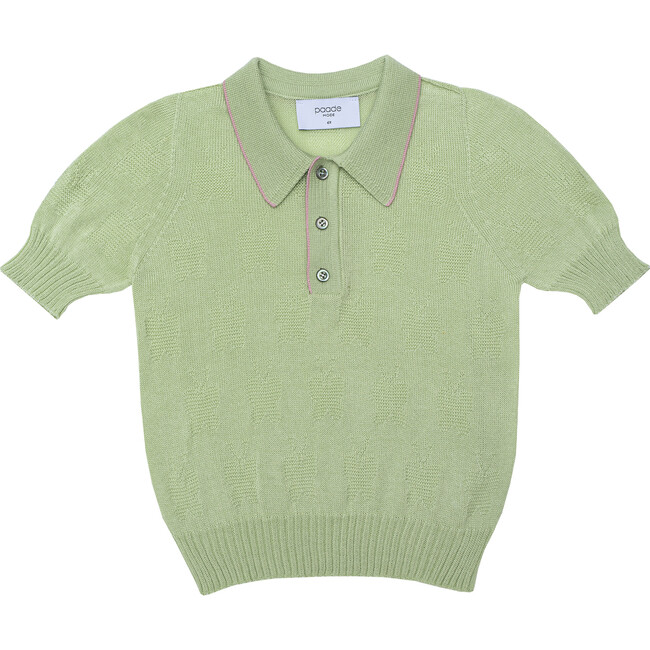 Seamless Knit Polo Shirt Green, Green