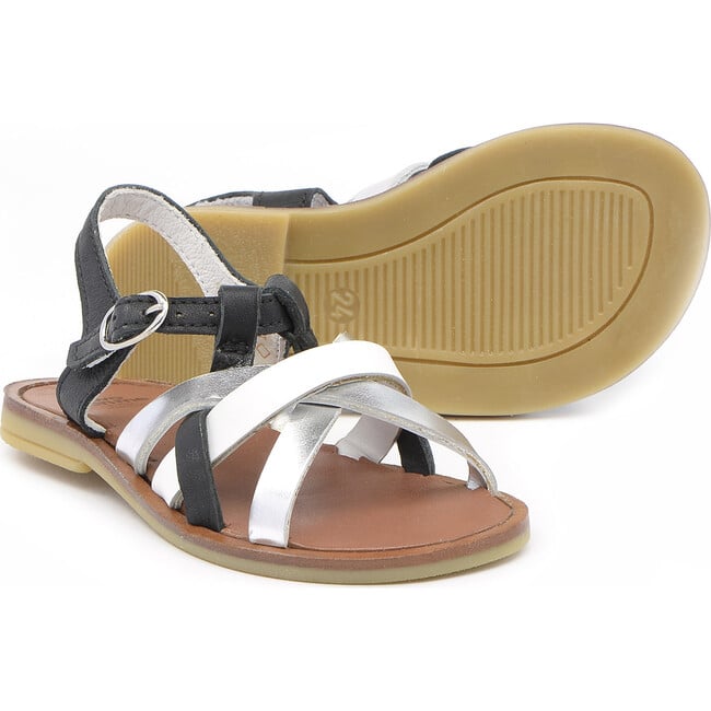 Crossover Band Sandals, Black - Sandals - 2