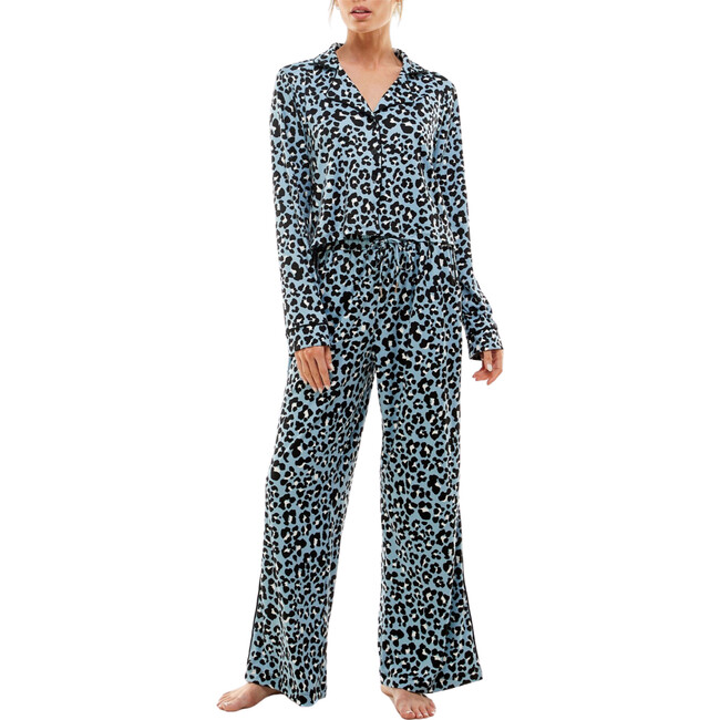 Women's Riley Pj Set, Sky Leopard - Pajamas - 1