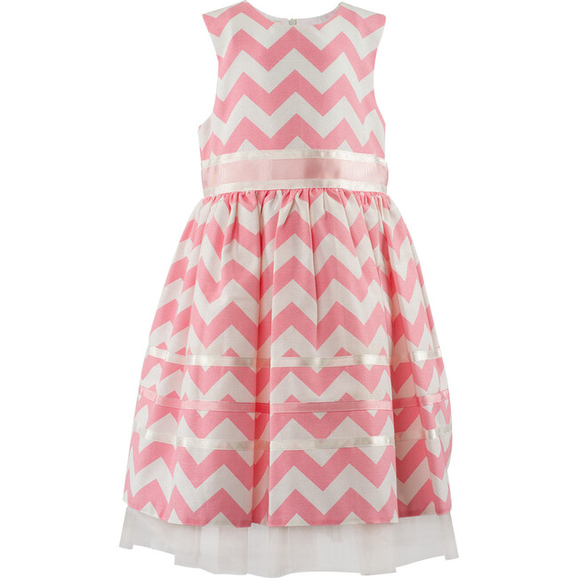 Pink Zigzag party Dress , Pink - Dresses - 1