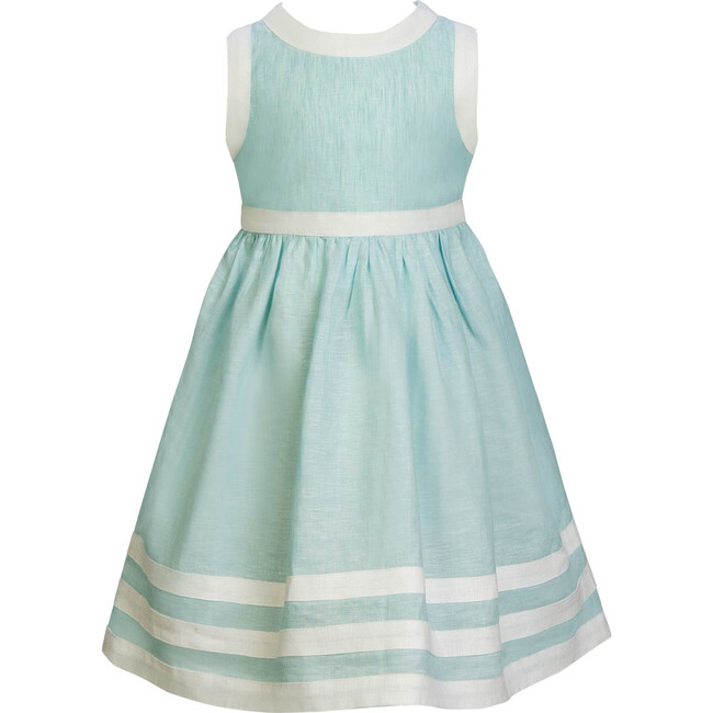 Pure Linen Dress, Turquise - Dresses - 1