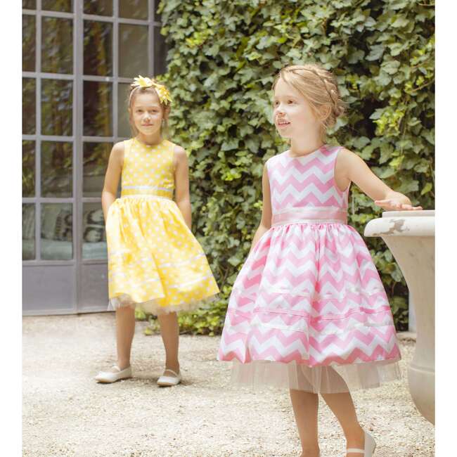 Pink Zigzag party Dress , Pink - Dresses - 3