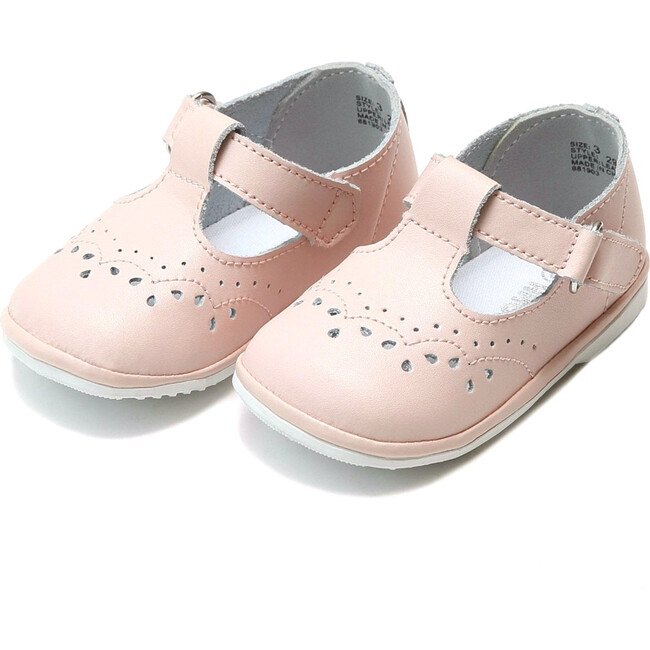 Baby Birdie Leather T-Strap Stitched Mary Jane, Pink - Crib Shoes - 1