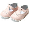 Baby Birdie Leather T-Strap Stitched Mary Jane, Pink - Crib Shoes - 1 - thumbnail
