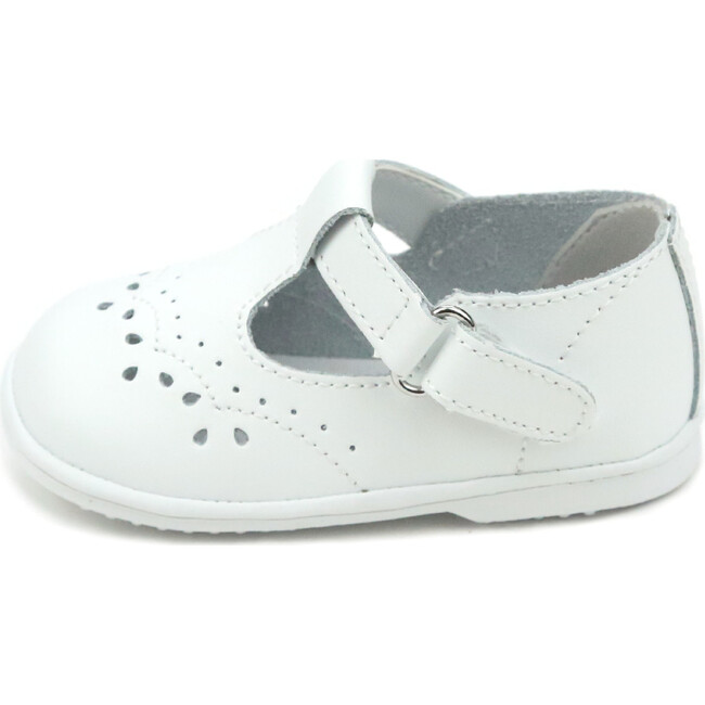 Baby Birdie Leather T-Strap Stitched Mary Jane, White