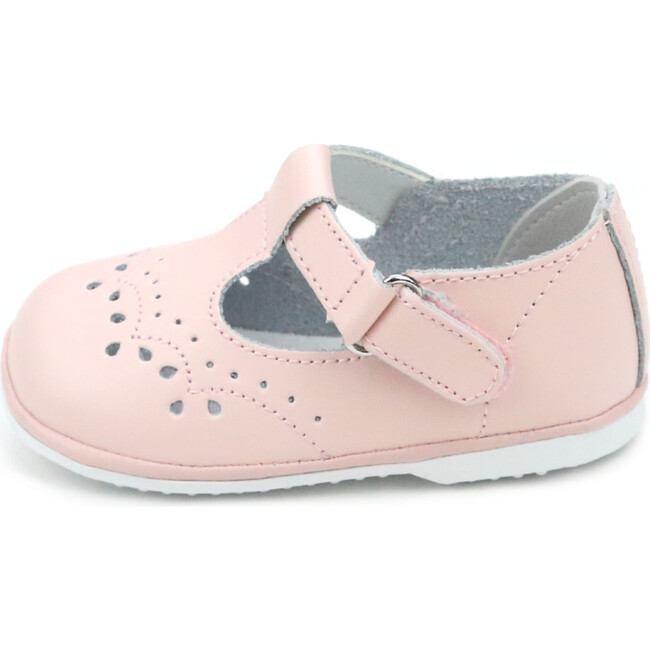 Baby Birdie Leather T-Strap Stitched Mary Jane, Pink