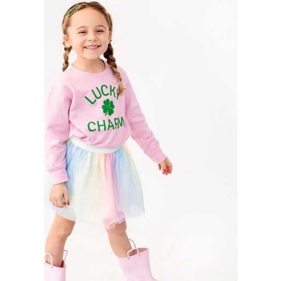 Lucky Charm LS Sweatshirt, Light Pink - Sweatshirts - 2