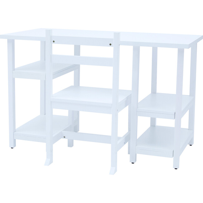 Desk & Chairs Set w/ Shelves, White