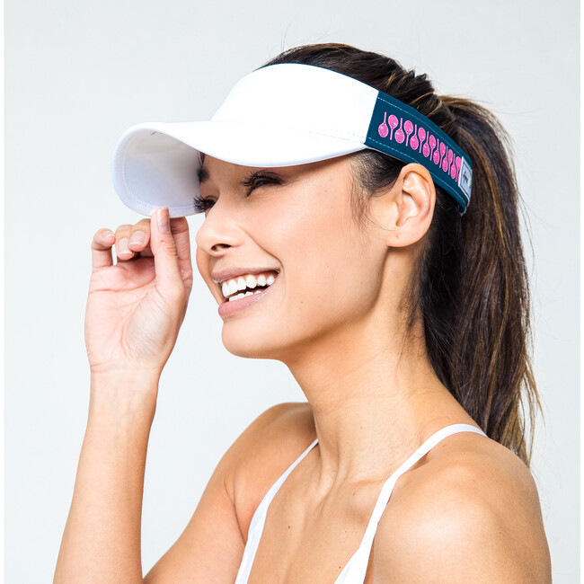 Head in the Game Visor, Navy/Pink Racquets