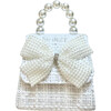 Tea Party Purse With Tweed Pearly Bow, White - Bags - 1 - thumbnail