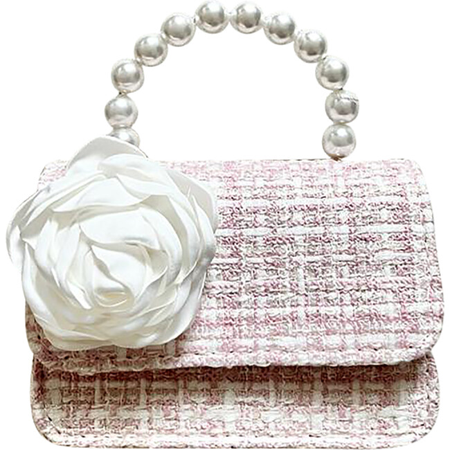 Tweed Ivory Peony City Bag, Pink