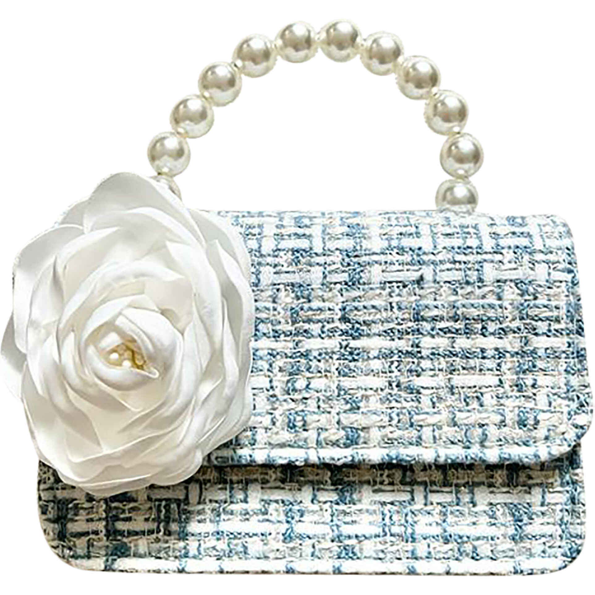 Tweed Ivory Peony City Bag, Blue - Bags - 1