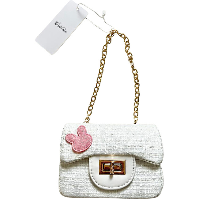 Little Lady Purse With Bunny Patch, Off-White And Hot Pink