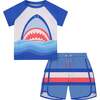 Shark Swim Set, Blue - Rash Guards - 1 - thumbnail