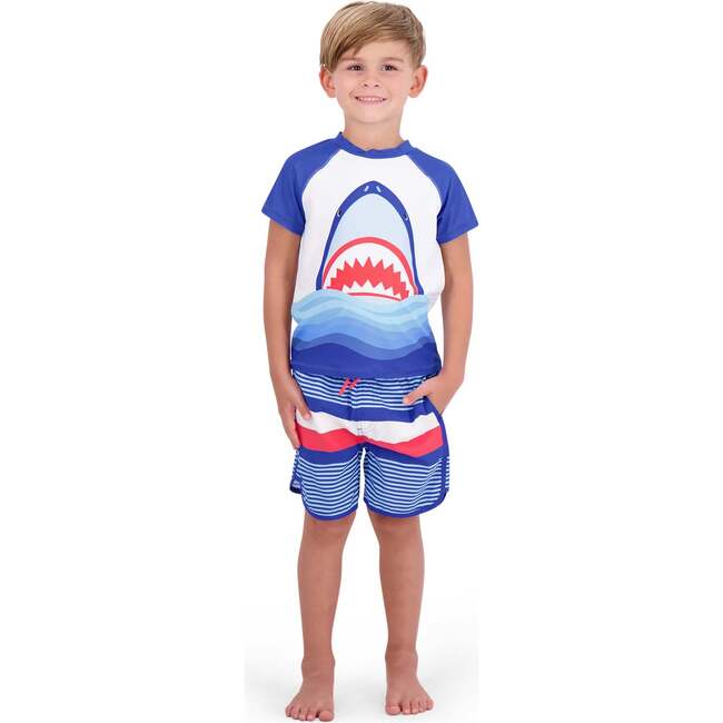 Shark Swim Set, Blue - Rash Guards - 2