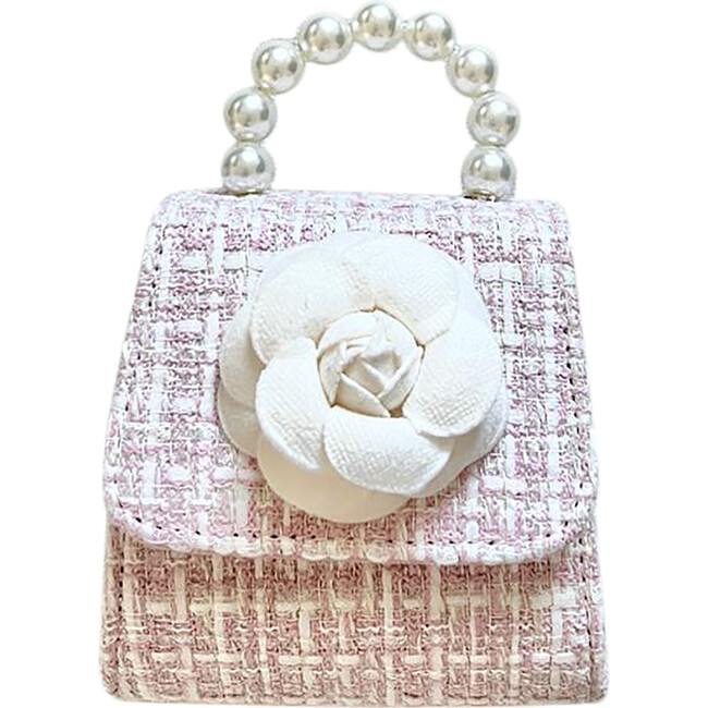 Tea Party Purse With Tweed Peony, Pink