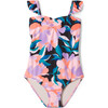 Little Vivi One-piece Swimsuit, Black Floral - One Pieces - 1 - thumbnail