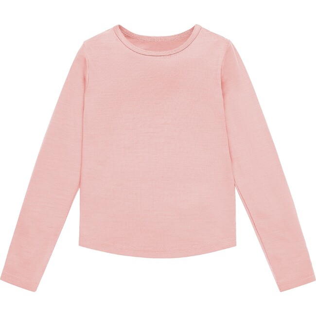 Ultrafine Merino Wool Long Sleeve Tee, Pink Peach Blossom