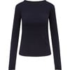 Ultrafine Merino Wool Womens EverLong Tee, Midnight - T-Shirts - 1 - thumbnail