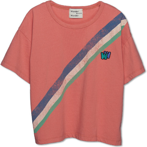 Tri Color Stripe Tee, Papaya - T-Shirts - 1
