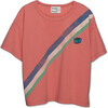 Tri Color Stripe Tee, Papaya - T-Shirts - 1 - thumbnail