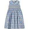 Maui Smocked Girls Dress, Blue Print - Dresses - 1 - thumbnail
