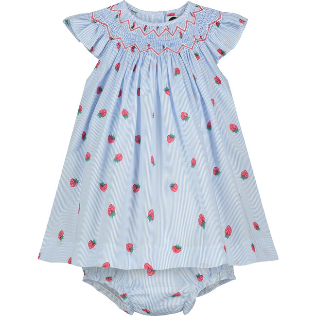 Remi Smocked Baby Dress, Strawberry - Dresses - 1