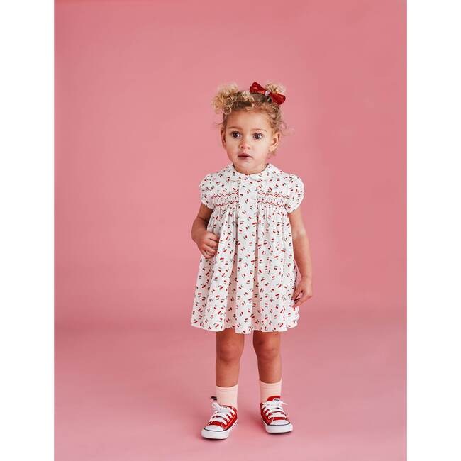 Vivian Smocked Baby Dress, Cherries - Dresses - 2