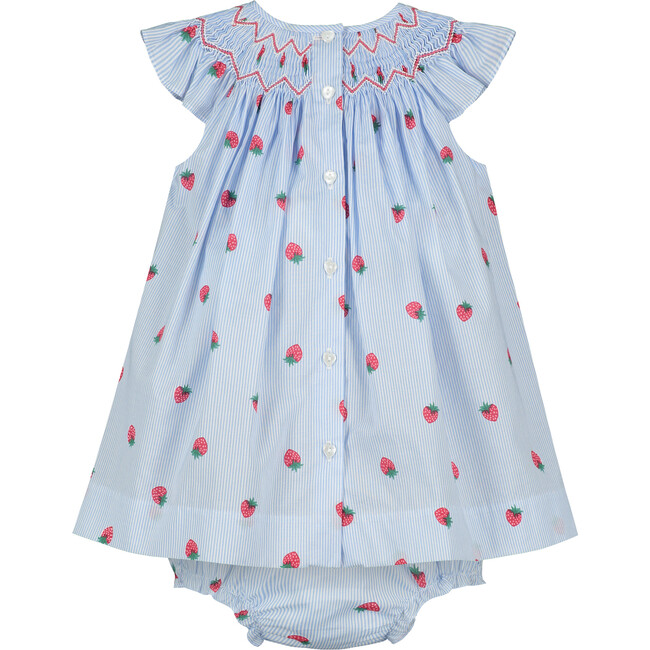 Remi Smocked Baby Dress, Strawberry - Dresses - 3