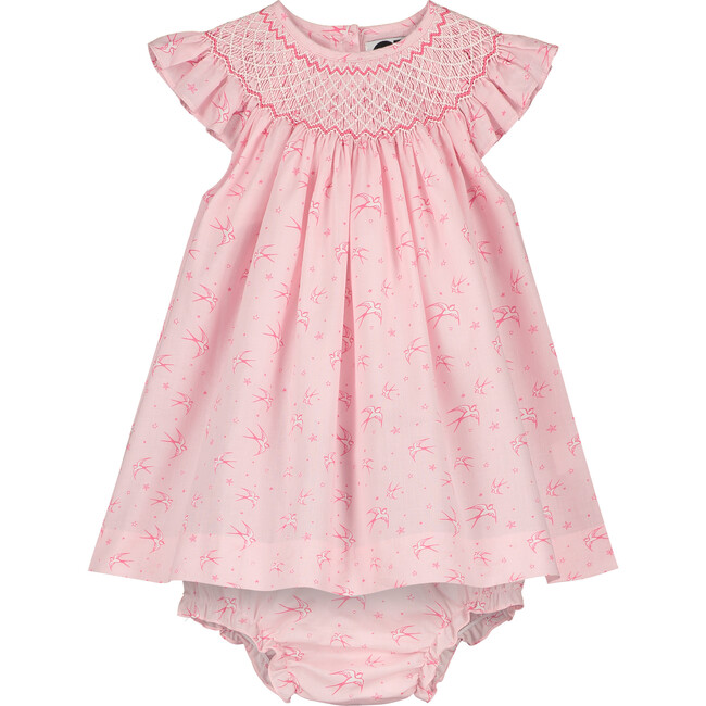 Esther Smocked Baby Dress, Pink - Dresses - 1