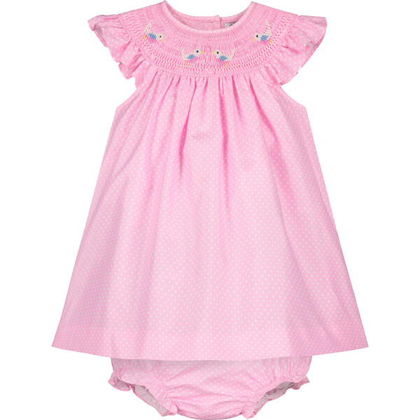 Callie Smocked Baby Dress, Pink Polka Dot Question Everything Dresses