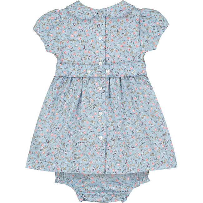 Juniper Smocked Baby Dress, Blue Print - Dresses - 3