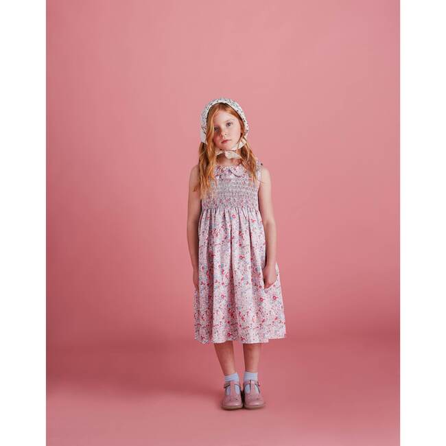 Elsie Smocked Girls Dress, Pink Multi