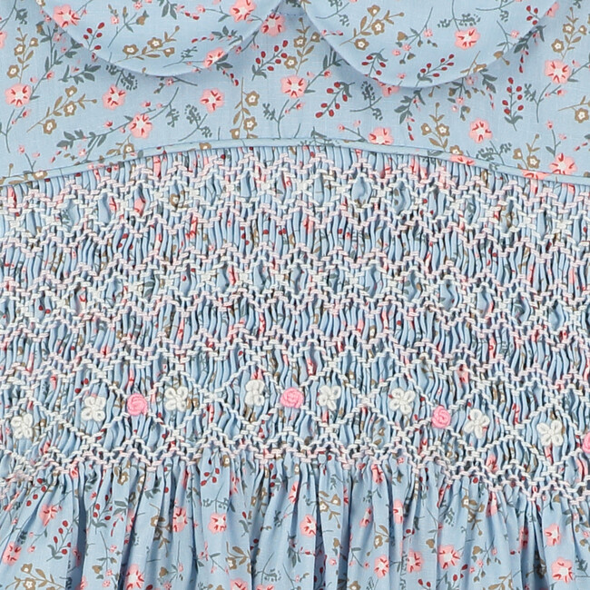Juniper Smocked Baby Dress, Blue Print - Dresses - 4