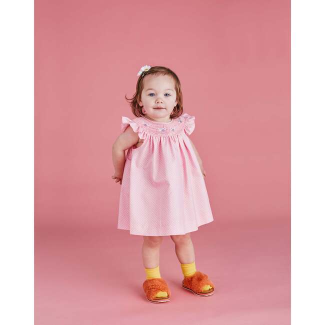 Callie Smocked Baby Dress, Pink Polka Dot
