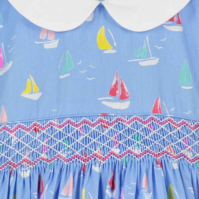 Alani Smocked Girls Dress, Sailboat - Dresses - 4
