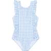 Girls Oasis Blue Gingham Ruffle One Piece - One Pieces - 1 - thumbnail