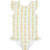 Girls Linear Citrus Ruffle Sleeve Rashguard One Piece - One Pieces - 1 - thumbnail