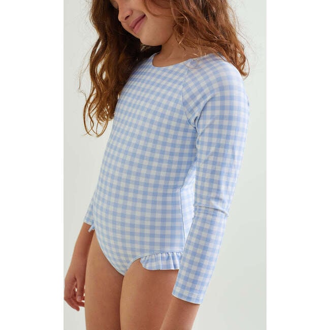 Girls Oasis Blue Gingham Rashguard One Piece - Rash Guards - 4